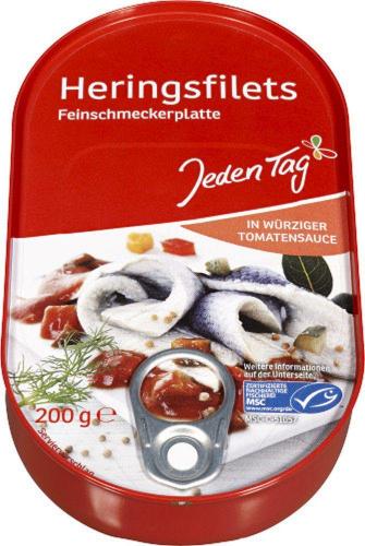 Jeden Tag JedenTag Herings Filet Feinschmecker 200g Dose