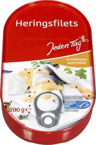 Jeden Tag JedenTag Herings Filet in k�rnig Senfcreme 200g Dose