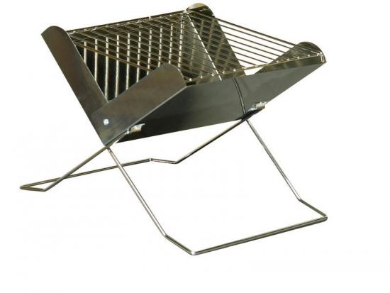Camp4 Klappbarer Holzkohlegrill Edelstahl im Miniformat