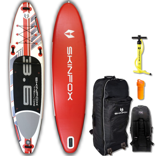 Skinfox SKINFOX WHALE ALU-SET (365x82x15)  4-TECH L-CORE SUP Paddelboard rot - Farbe: rot - Groesse: Board,Bag,Pumpe