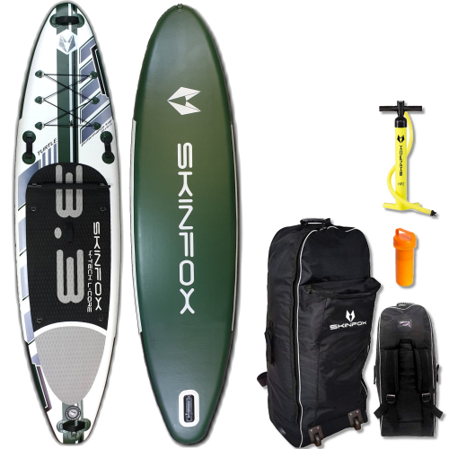 Skinfox SKINFOX TURTLE  ALU-SET (335x80x15)  4-TECH L-CORE SUP Paddelboard gruen - Farbe: gruen - Groesse: Board,Bag,Pumpe