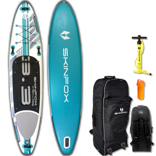 Skinfox SKINFOX TURTLE CARBON-SET (335x80x15)  4-TECH L-CORE SUP Paddelboard tuerkis - Farbe: tuerkis - Groesse: Board,Bag,Pumpe