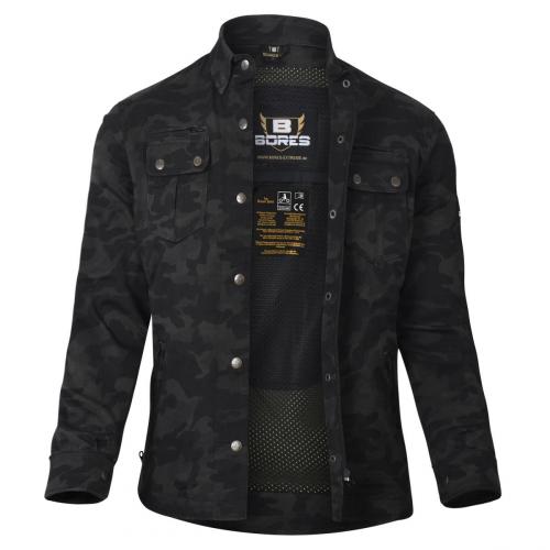 Bores Motorradhemd Damen Military Premium Level AA Schwarz Camouflage L