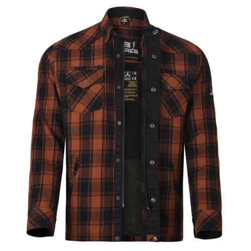 Bores Motorradhemd Lumberjack Herren - PREMIUM - dunkelorange/schwarz - 3XL