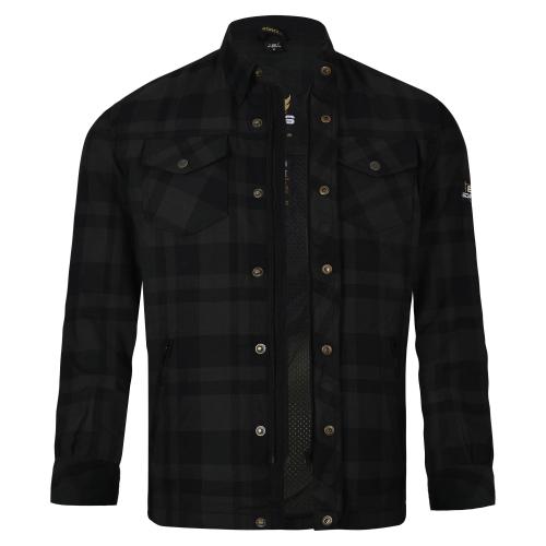 Bores Lumberjack Motorradhemd Herren - BASIC - schwarz/dunkelgrau - 4XL