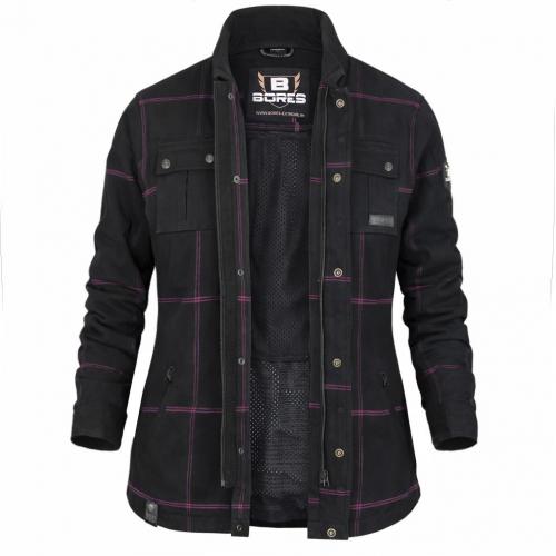 Bores Lumberjack Premium Plus Bortexx Damen Motorradhemd B Schwarz Pink 3XL