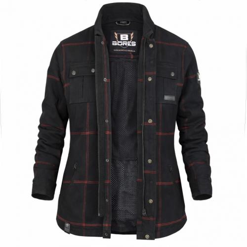 Bores Lumberjack Premium Plus Bortexx Damen Motorradhemd B Schwarz Rot S