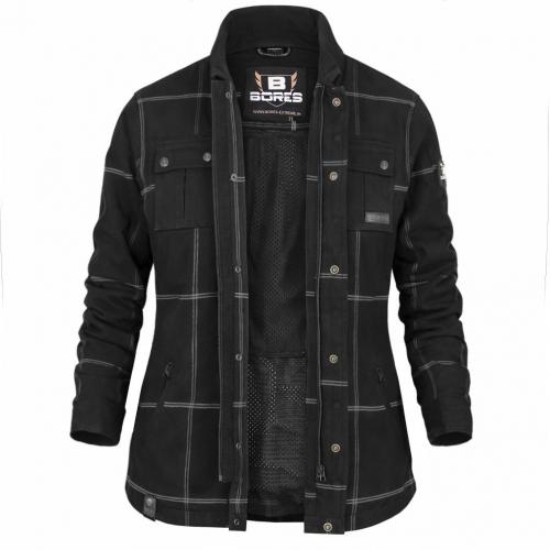 Bores Lumberjack Premium Plus Bortexx Damen Motorradhemd B Schwarz Grau 3XL