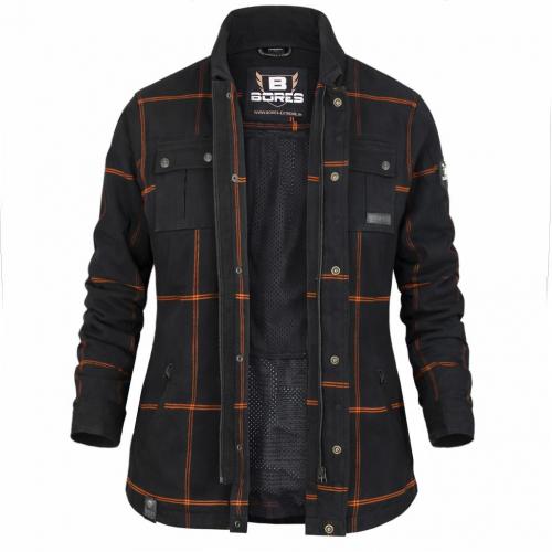 Bores Lumberjack Premium Plus Bortexx Damen Motorradhemd B Schwarz Orange XS
