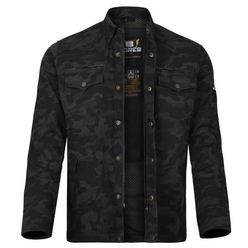 Bores Motorradhemd Herren Military Premium Level AA Schwarz Camouflage M