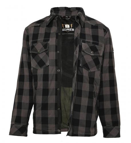 Bores Motorradhemd Herren Lumberjack PREMIUM Level AA Grau Schwarz 10XL