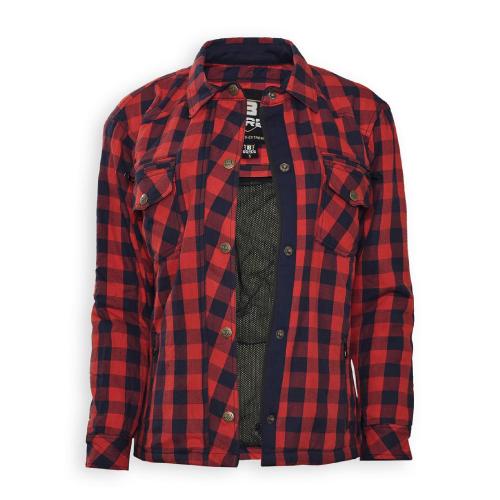 Bores Lumberjack Motorradhemd Damen - PREMIUM - rot/blau S