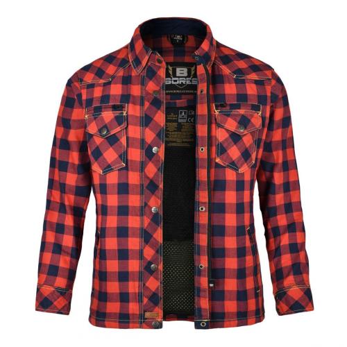 Bores Motorradhemd Lumberjack Damen PREMIUM Rot Blau S