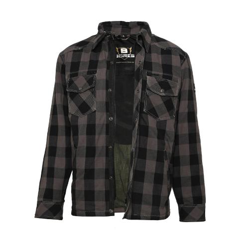 Bores Lumberjack Motorradhemd Herren - PREMIUM - grau-schwarz - L