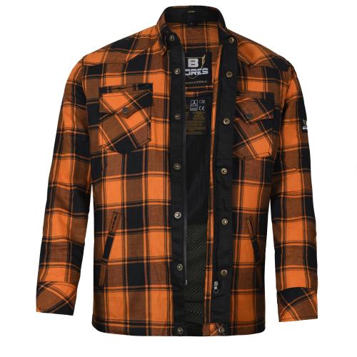 Bores Lumberjack Motorradhemd Herren - PREMIUM - orange-schwarz - 4XL