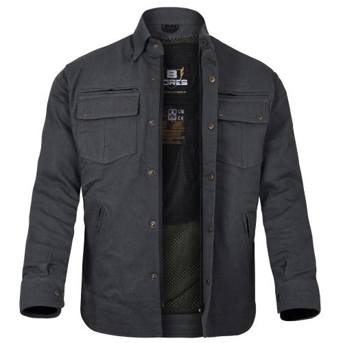 Bores Motorradhemd Driver Herren - PREMIUM- rau - XL