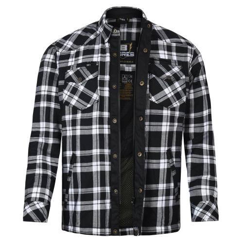 Bores Lumberjack Motorradhemd Herren - PREMIUM - schwarz-wei - L