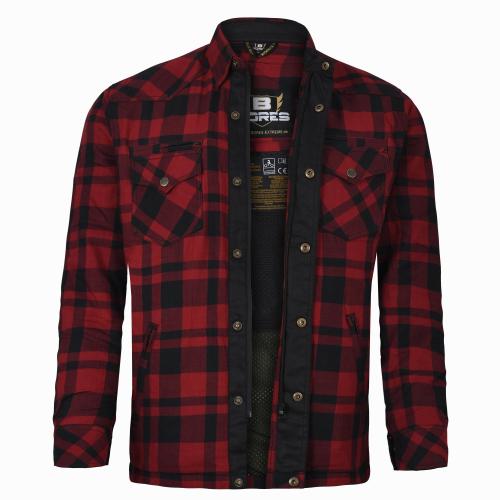 Bores Lumberjack Motorradhemd Herren - PREMIUM - dunkelrot-schwarz - L