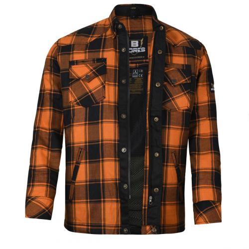 Bores Motorradhemd Herren Lumberjack PREMIUM Level AA orange Schwarz 8XL