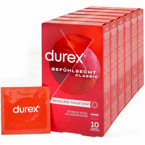 Reckitt Benckiser Healthcare Ltd. Durex Gef�hlsecht Classic Condoms 10pcs, with Reservoir, � 56mm, 195mm