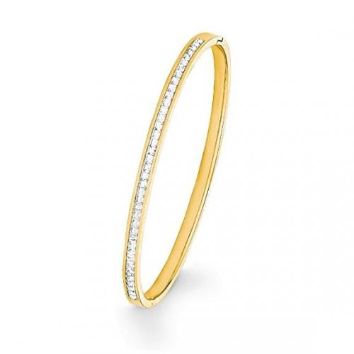 s.Oliver goldener Damen Armreif besetzt mit Swarovski Kristallen, Edelstahl